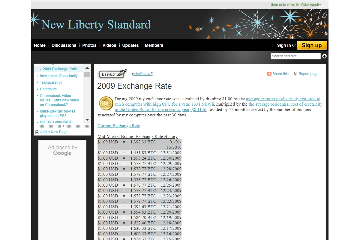 ew Liberty Standard กำหนดอัตราแลกเปลี่ยน Bitcoin